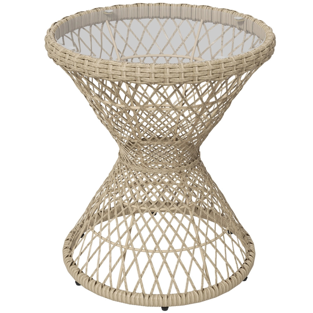 Tavolino da caff¨¨ boho ¨C Xylo ¨C vetro temperato, rattan PE naturale, 45x45x52 cm