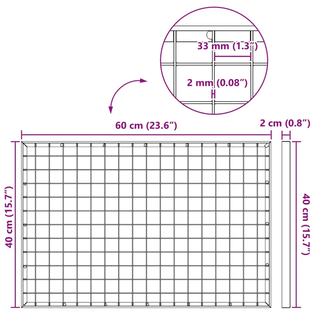 Grata Argento 60 x 40 x 2 cm Acciaio Zincato a Caldo CFW5727587