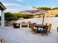 Ombrellone da Giardino Decentrato Ø4m in Legno Telo in Acrilico Danieli Lisbona Ecrù