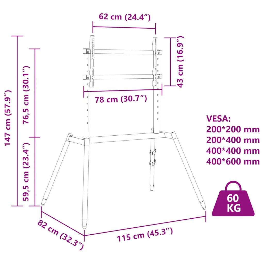 vidaXL Piedistallo TV per Schermo 37" - 86" Max VESA 400x600 mm 60 kg