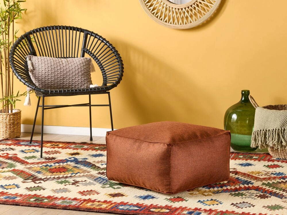 Moderno Pouf Intrecciato da Salotto 50 x 30 cm Motivo Marrone