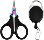 Borsa con forbici colorate e ganci telescopici per la pesca, inclusi forbici telescopiche e ganci, ganci telescopici con clip, cavi telescopici per chiavi e tessere.