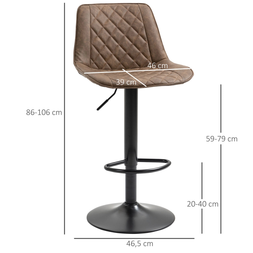 Set di 2 sgabelli da cucina alti con seduta girevole e altezza regolabile ¨C Zephmum ¨C Marrone 46.5x51x86-106 cm