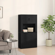 Highboard Rovere Nero 80x33x150 cm Legno Ingegnerizzato