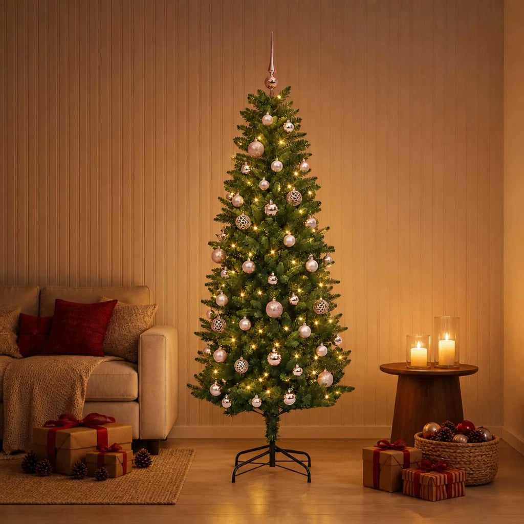 Albero di Natale Artificiale con Palline 150 cm 150 LED 3465828