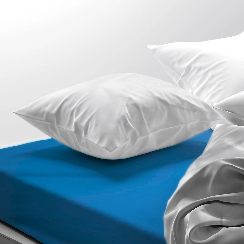 Lenzuolo letto sotto con angoli 100% puro cotone Made in Italy tinta unita Avio - 1 Piazza e mezza