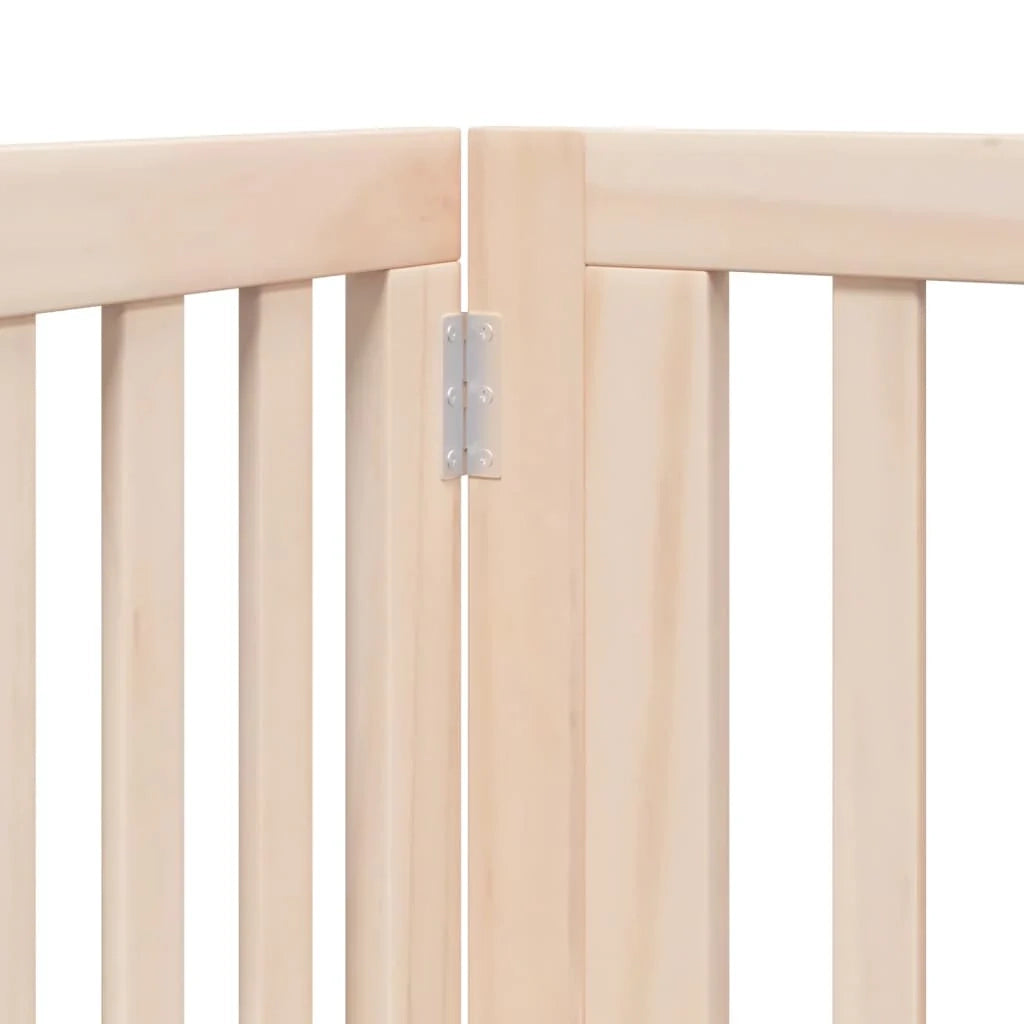 Cancelletto di sicurezza per animali domestici porta pieghevole 12 pannelli legno di pioppo marrone 02_0023127