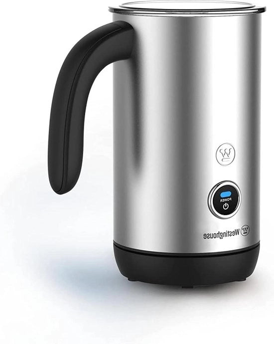 Frostatore di Latte Base 360° Argento - Capacità 200 ml - Rivestimento Antiaderente - Schiuma di Latte Calda e Fredda per Cappuccino Latte Macchiato e Cioccolata