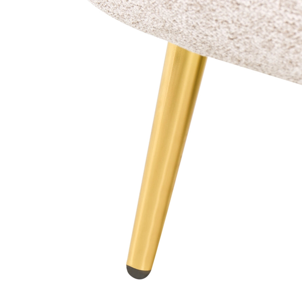 Poltrona beige rivestimento in tessuto gambe in acciaio dorato soggiorno camera da letto poltrona decorativa