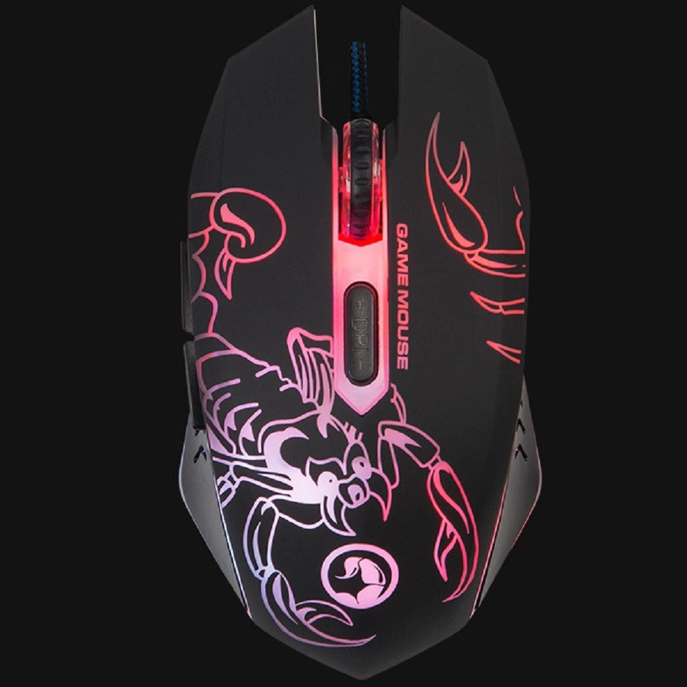 Trade Shop - Marvo Scorpion M316 Mouse Ottico Gaming Retroilluminato 2400 Dpi Luminoso Pc Usb -