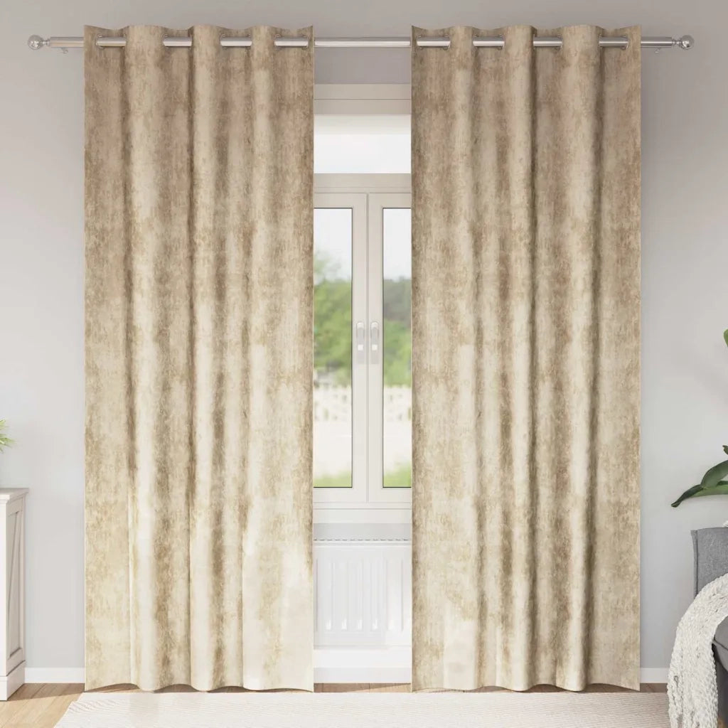Tende in Velluto 2 pz Crema 245 x 140 cm Velluto 4107666