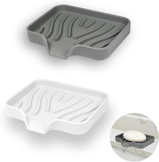 Sacchetti di Sapone in Silicone con Fessura - Per Bagno e Cucina - 2 Pezzi - Bianco e Grigio