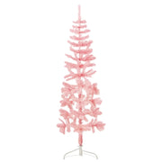Albero Natale Artificiale Sottile a MetÃ  e Supporto Rosa 150 cm
