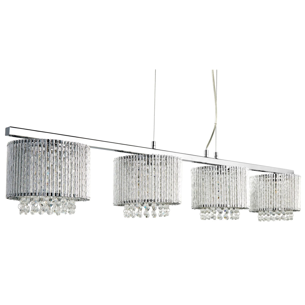 Lampadario Contemporaneo Elisa Ii Acciaio Cromo Alluminio Argento 4 Luci G9