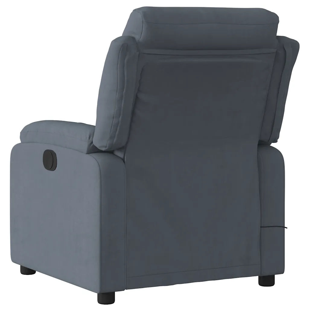 Divano Sedia-Poltrona Massaggiante Reclinabile Grigio Scuro in Velluto 631807