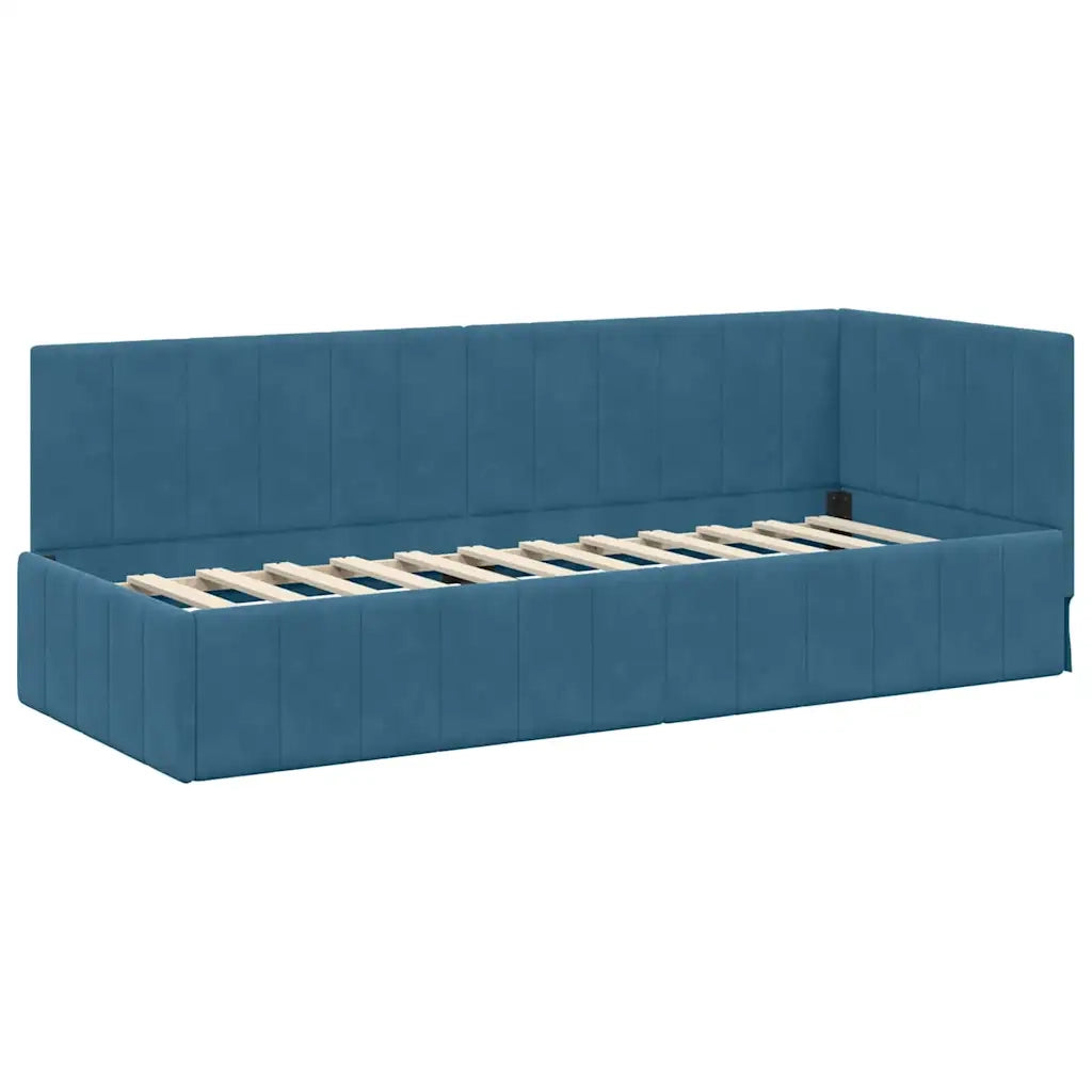 Struttura Letto Angolare con Materasso 2 pcs Blu Velluto