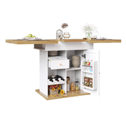Tavolo da pranzo allungabile con 1 cassetto; 1 anta e ripiani regolabili; per cucina e soggiorno; 110-140 × 80 × 75 cm