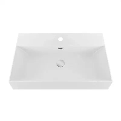 Lavabo sospeso rettangolare in resina 70 cm bianco lucido  Loto