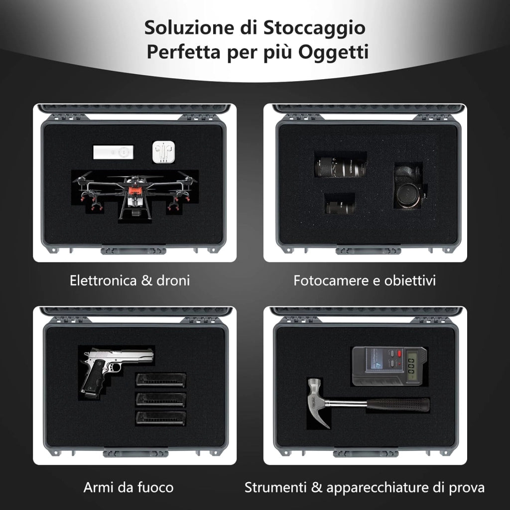 Valigetta per Macchina Fotografica Impermeabile, Custodia per Fotocamera con inserto in Schiuma Personalizzabile, Impermeabile IP66 e Antipolvere (56 x 44 x 22 cm+Grigio)