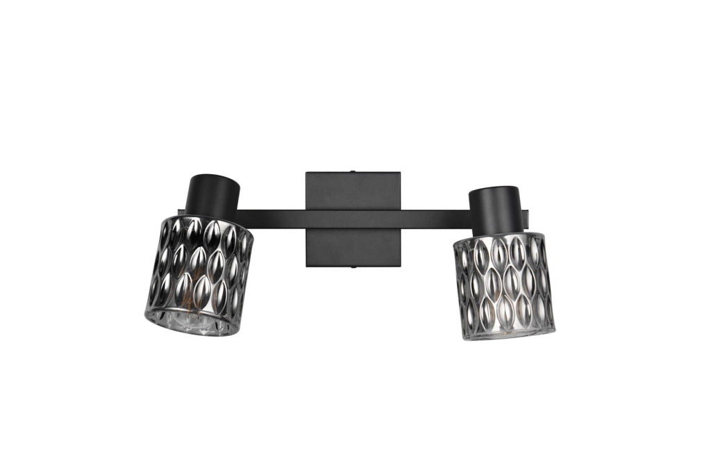 Spot soffitto JACK 2xE27 nero vetro fumé
