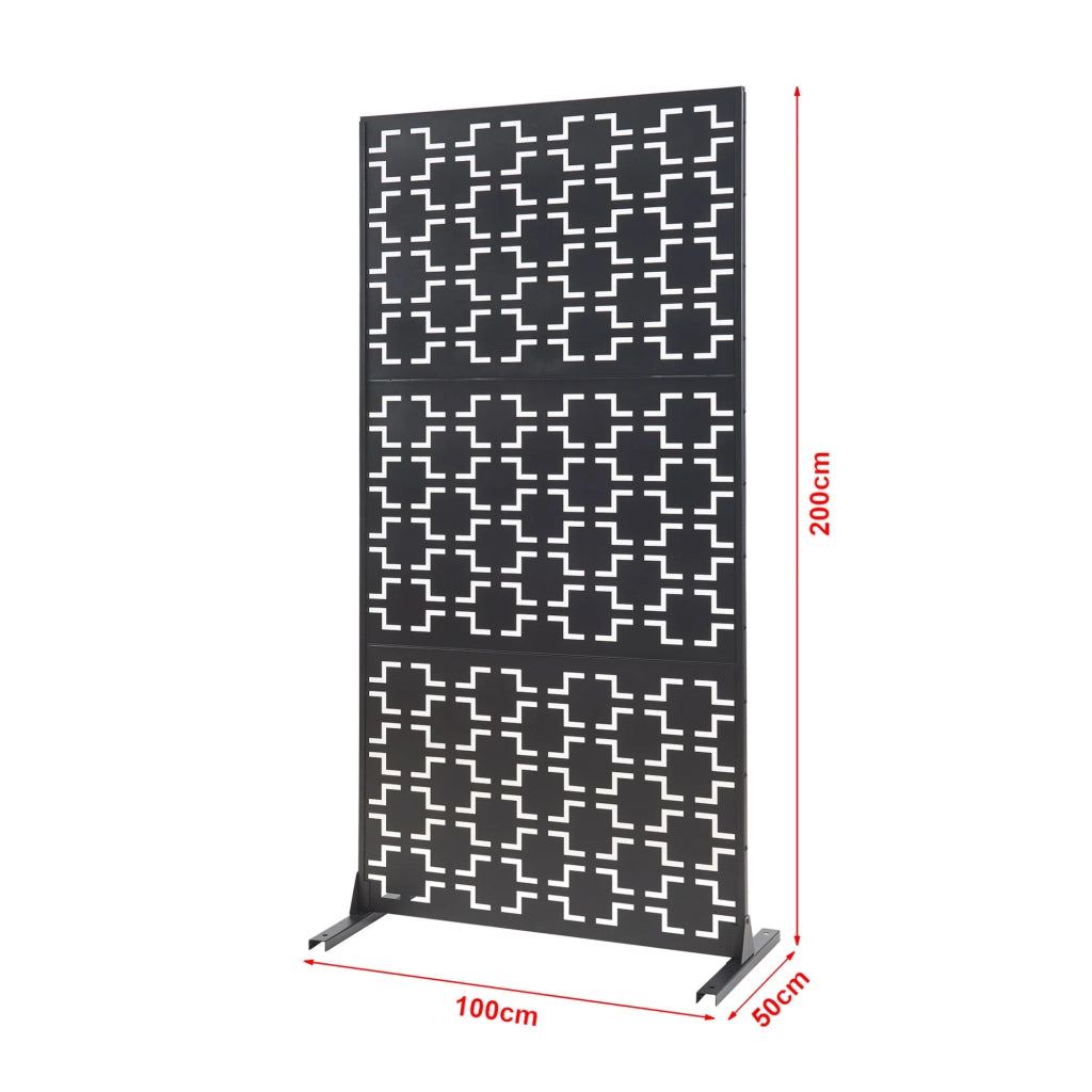 Parete divisoria in acciaio 200 x 100 x 50 cm nera 03_0009267