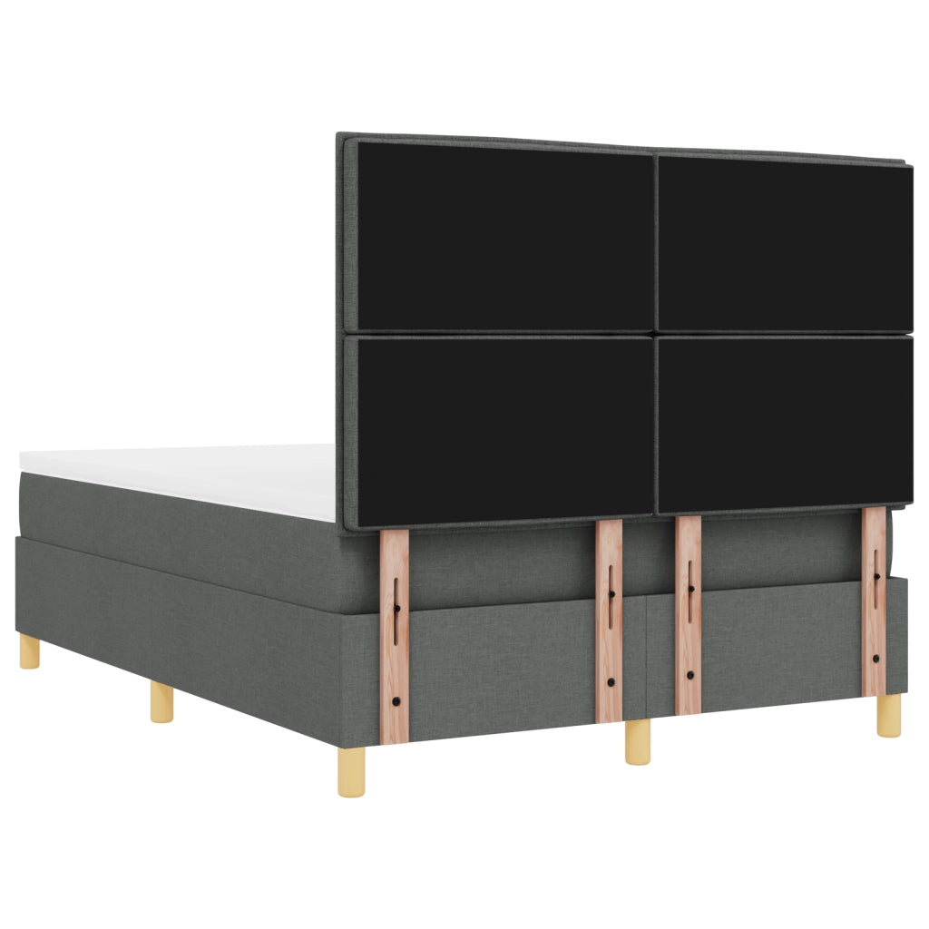 Letto Box Spring con Materasso e LED Grigio Scuro 140x200 cm in Tessuto