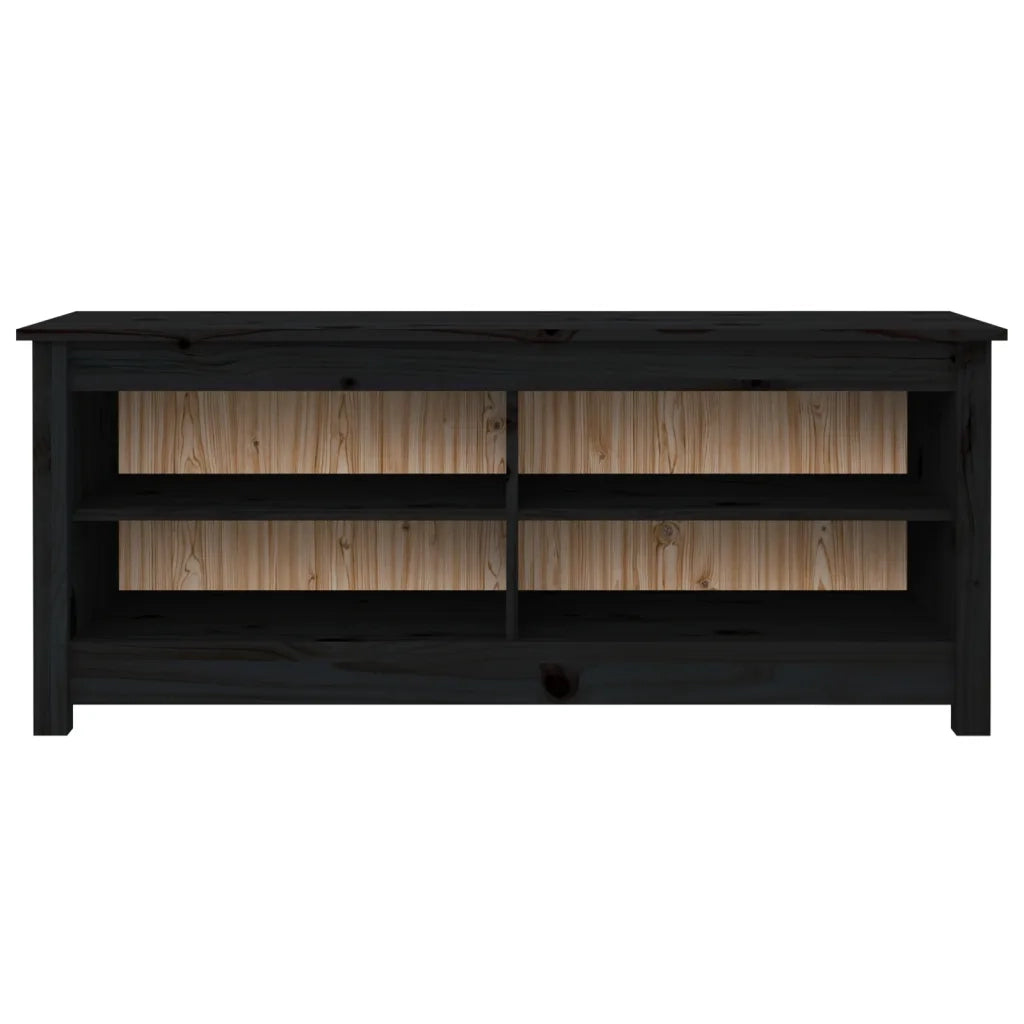 Scarpiera Nera 110x38x45,5 cm in Legno Massello di Pino 813778
