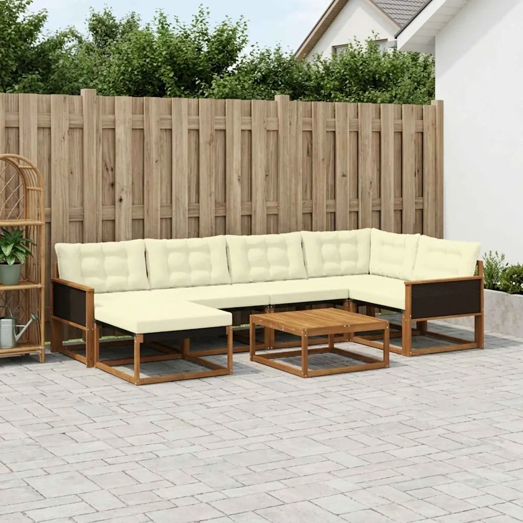 Set di divani da esterno con cuscino 7 pcs Naturale e Crema