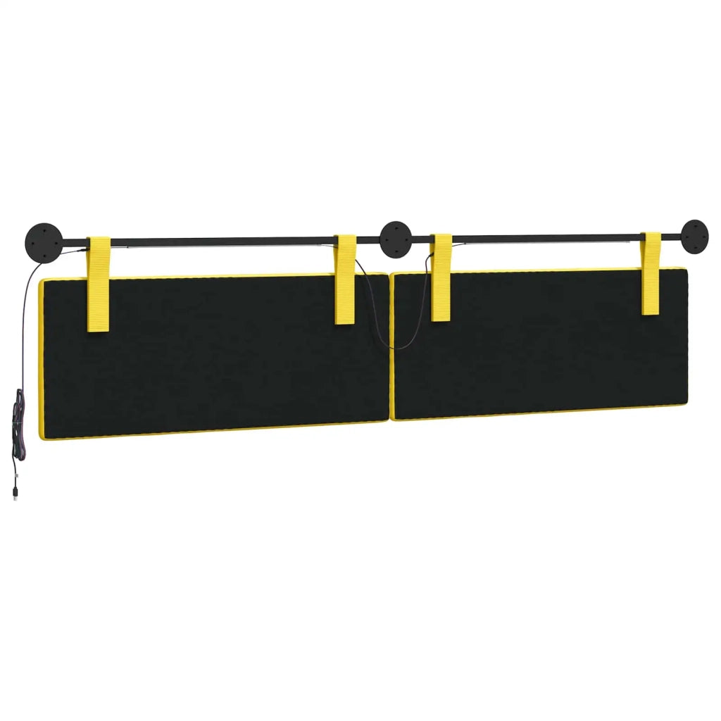 Testiera sospesa Con luce LED Giallo Chiaro Tessuto in Cords