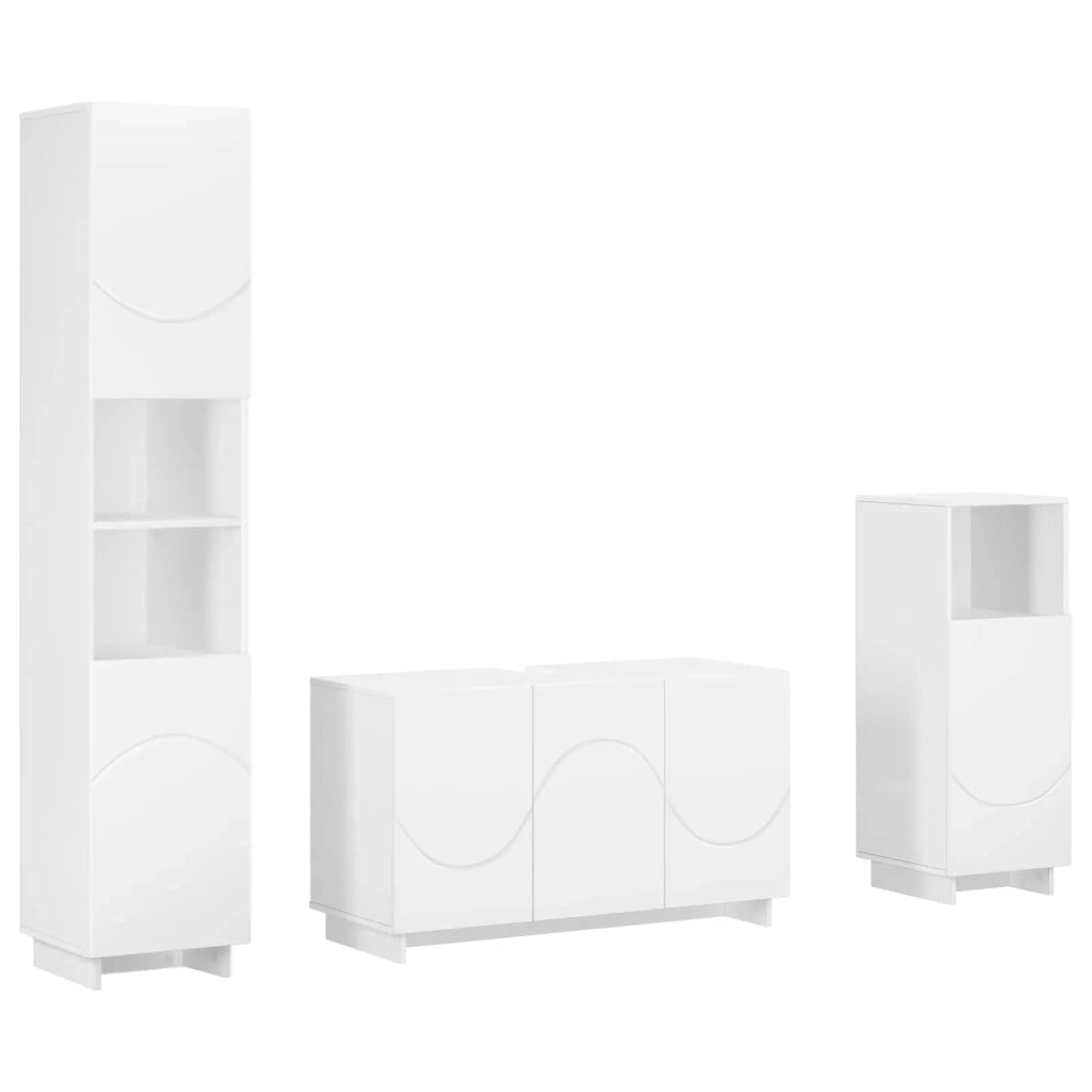 Set mobili da bagno 3 pz Bianco Legno ingegnerizzato 3433055