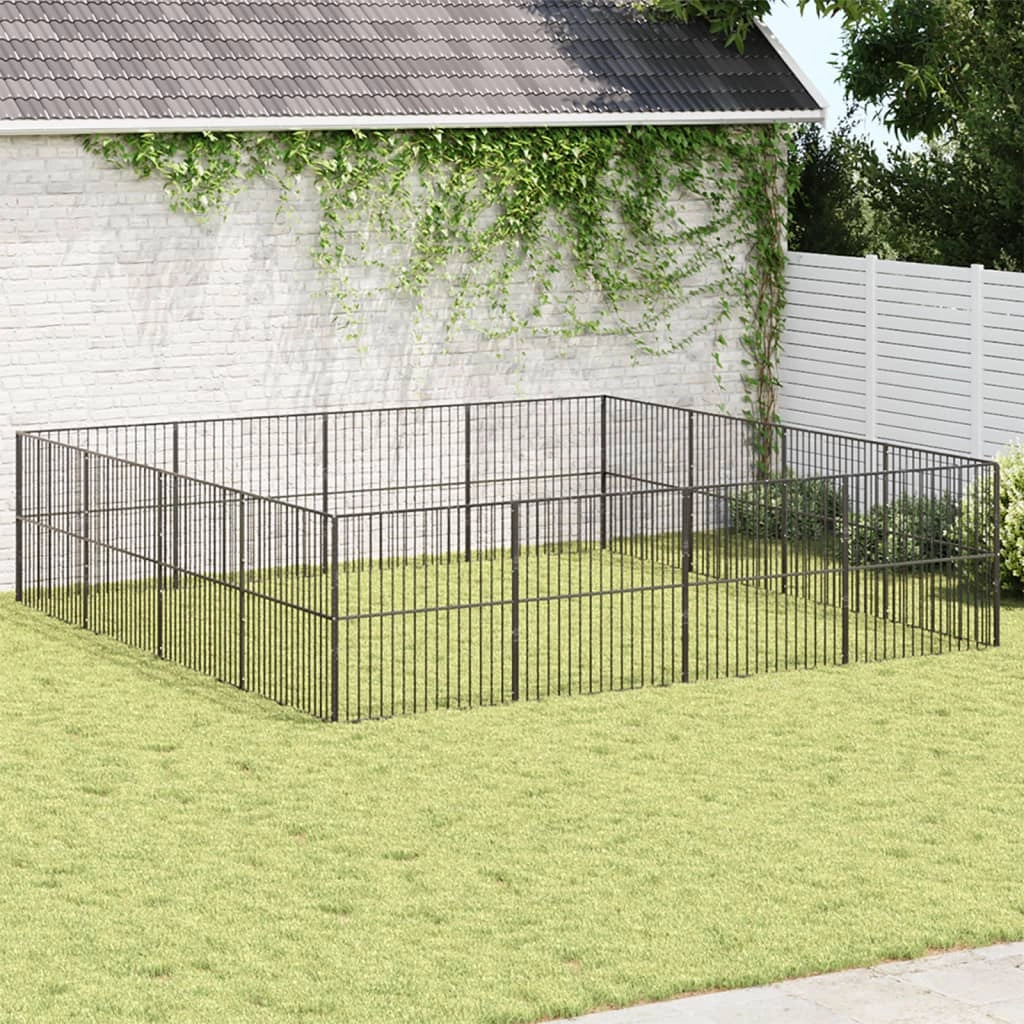 Box per Cani 16 Pannelli Nero Acciaio Zincatocod mxl 87585