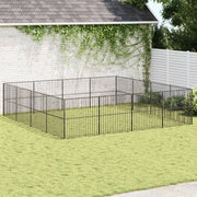 Box per Cani 16 Pannelli Nero Acciaio Zincatocod mxl 87585