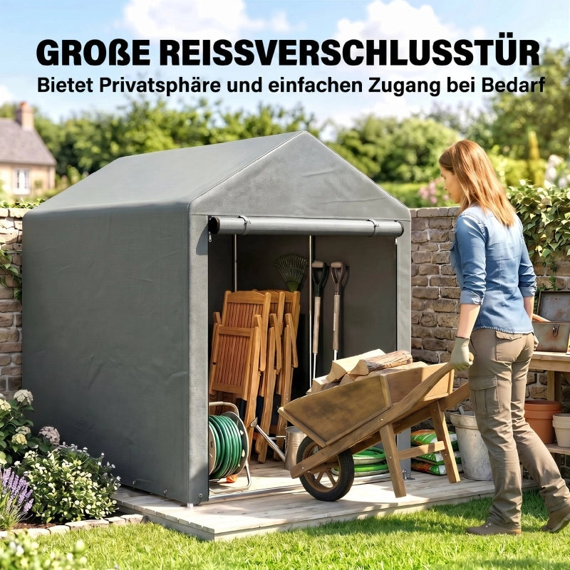 CASETTA DA GIARDINO con porta 120 x 179 x 165 cm Acciaio Grigio chiaro