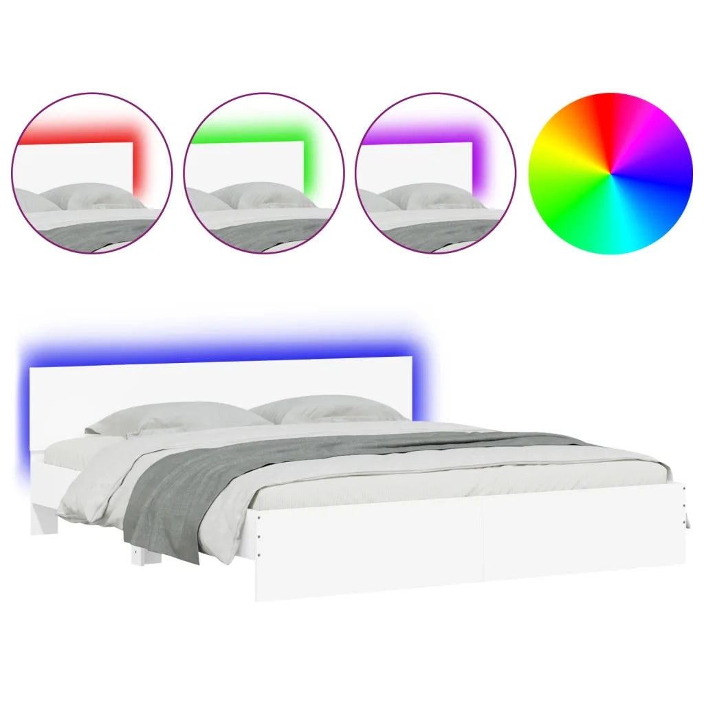 Giroletto con Testiera e LED Bianco 200x200 cm 3207581