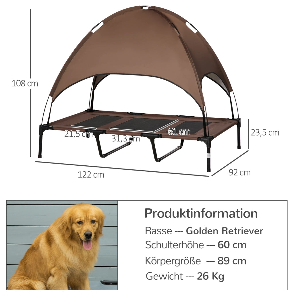 Letto per cani con baldacchino ¨C zephmum ¨C grigio tessuto 122x92x108 cm