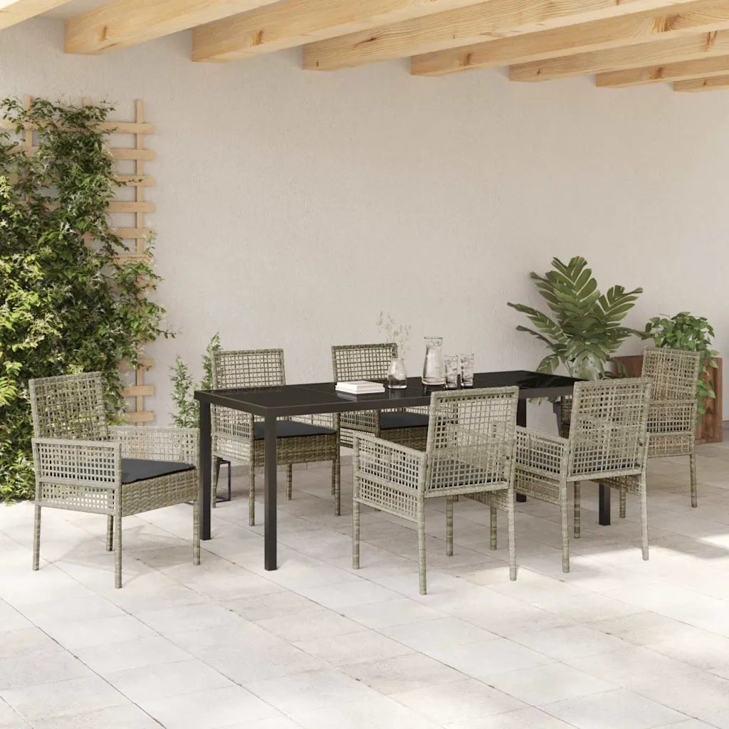 Set da Pranzo per Giardino 7 pcs Grigio chiaro polyrattan 3379903