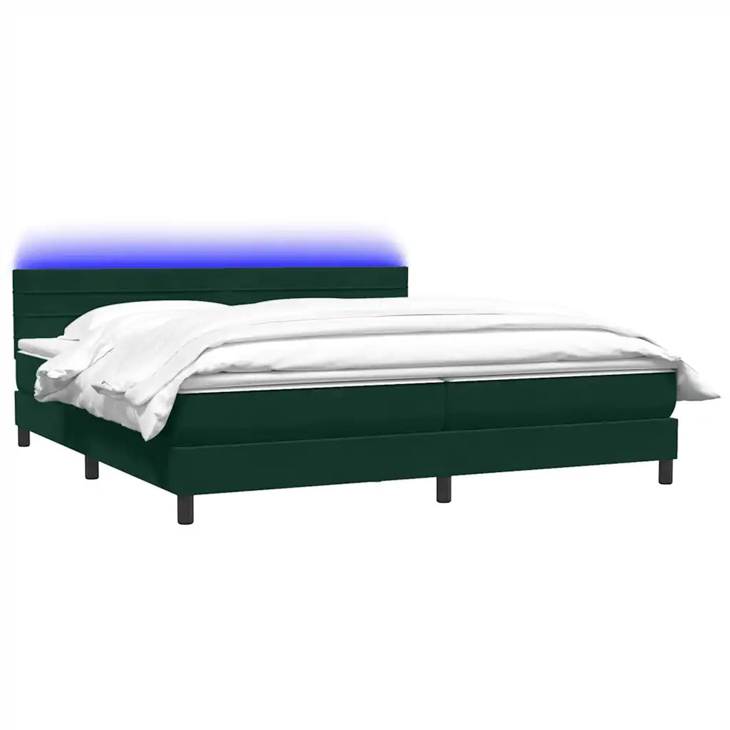 vidaXL Giroletto a Molle con Materasso Verde Scuro 180x220 cm Velluto