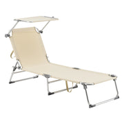 Lettino Prendisole Pieghevole Legorreta con Tettuccio Parasole e Schienale Reclinabile - Beige [en.casa]