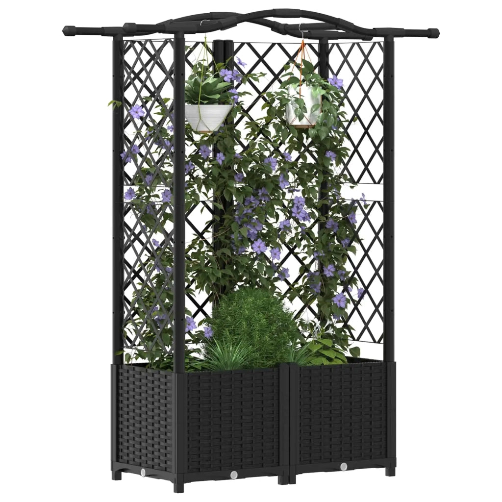Letto Rialzato con Griglia e Tetto Nero 122 x 40 x 141 cm PP 42032536