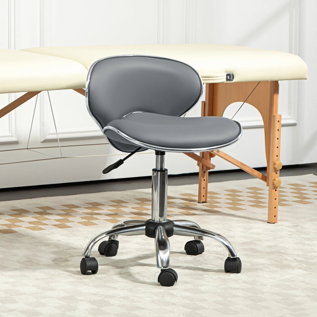 Sgabello da lavoro regolabile con schienale e ruote ¨C zephmum ¨C grigio 44-56 cm
