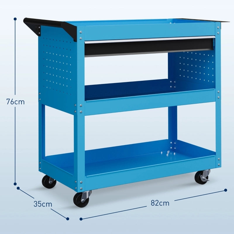 CASSETTA PORTA ATTREZZI Trolley a 3 livelli 82 x 35 x 76 cm Blu Metallo