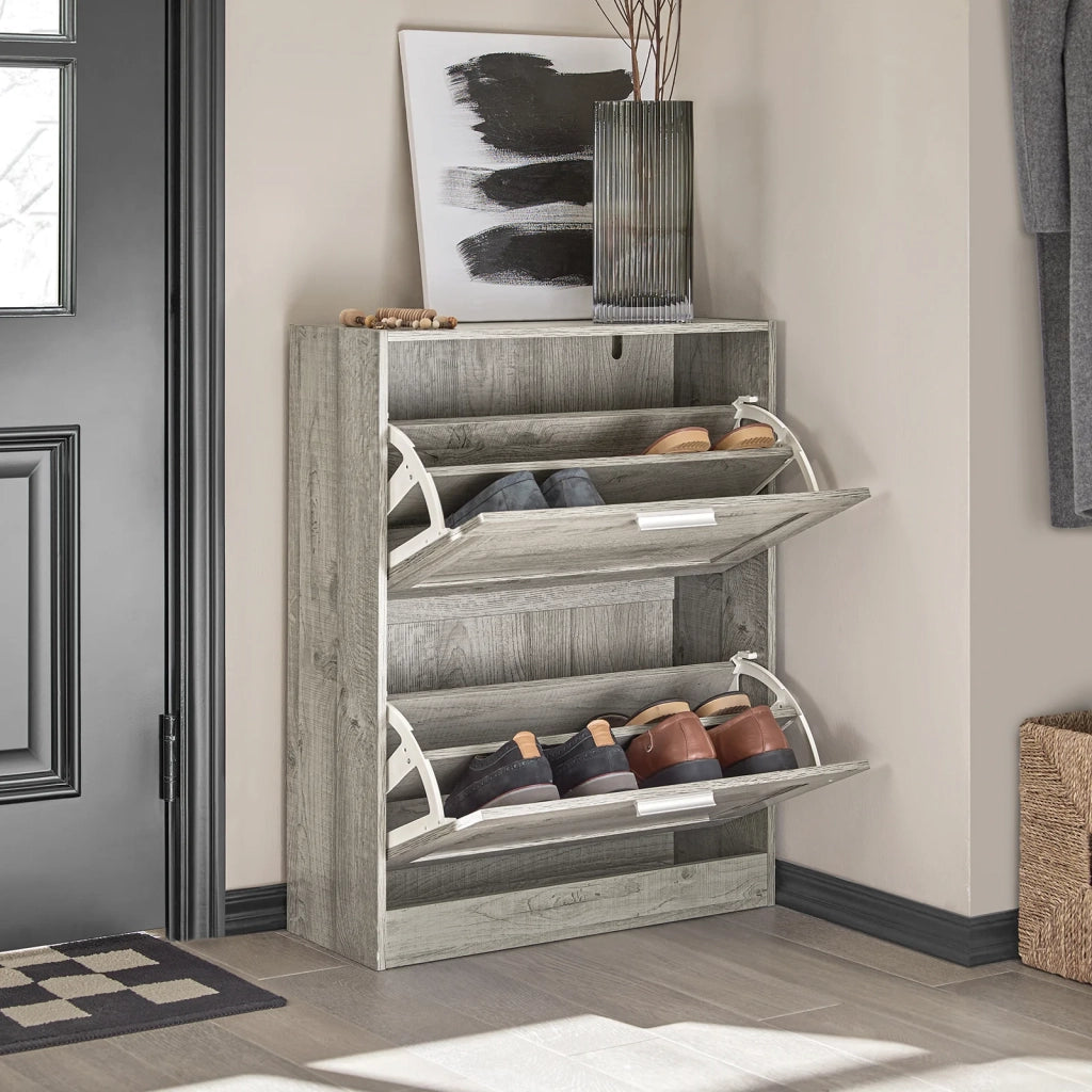 Scarpiera ribaltabile Scarpiera a 2 ribalte Portascarpe salvaspazio Slim, 60x23x79cm Grigio FSR137-HG SoBuy