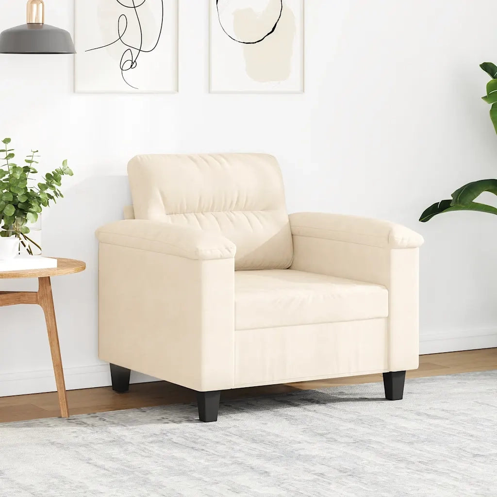 Poltrona Beige 60 cm in Tessuto di Microfibra