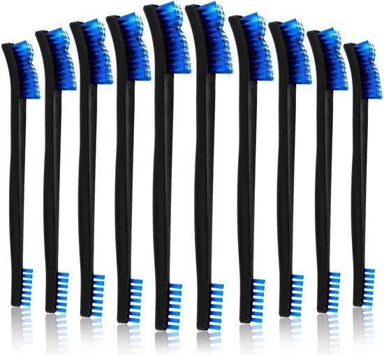 Set di spazzole a doppia faccia per dettagli - Set di spazzole per pulizia di piccoli oggetti - Blu - Mini spazzole per pulizia - Per lavandino e bagno