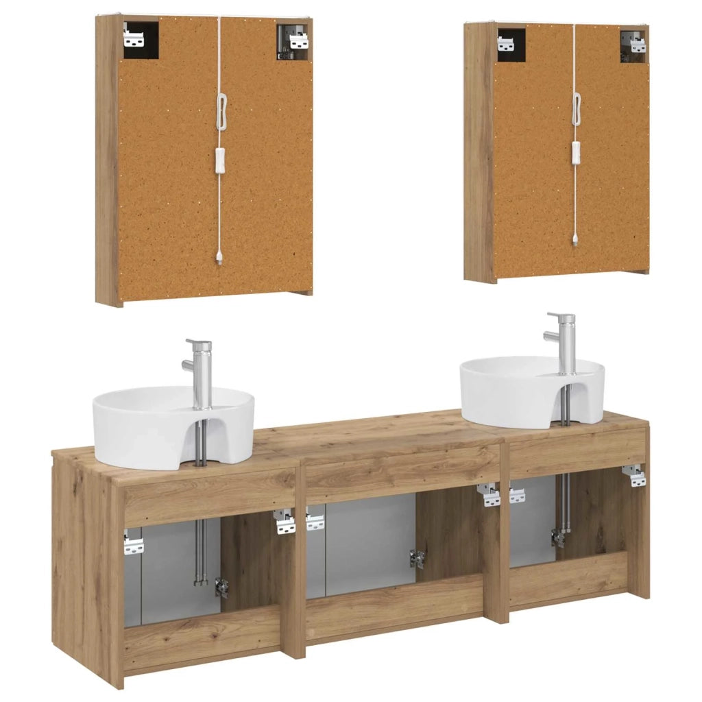 Set di Armadi da Bagno 5 pcs Rovere Artigianale 3406454