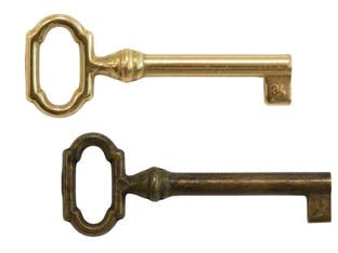 CHIAVI PER MOBILI MOD.33727 IN OTTONE- - mm.27x61 lunghezza gambo mm.34 ottone lucido - 5 pezzi METALSTYLE