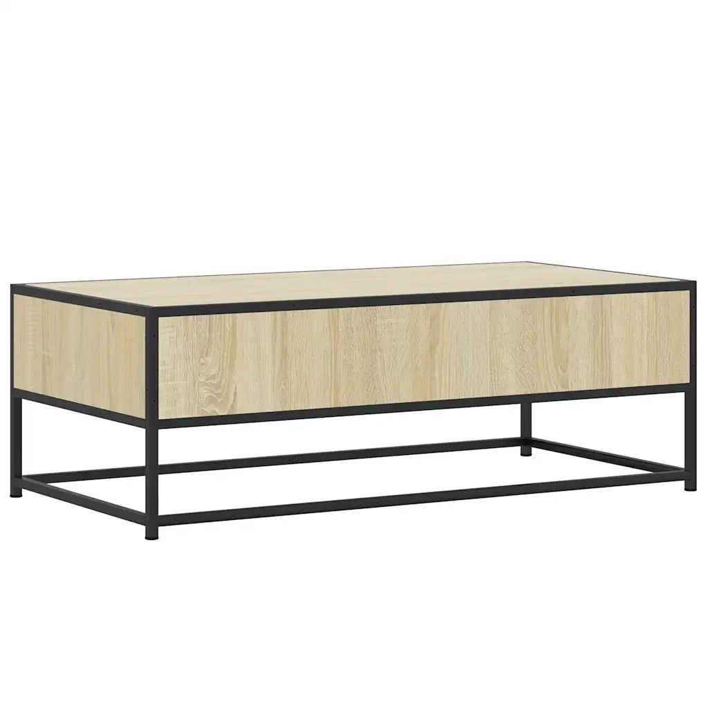 Tavolino Salotto-Tavolino da soggiorno-Tavolo Rovere Sonoma 100x50x35 cm Multistrato Metallo 469393