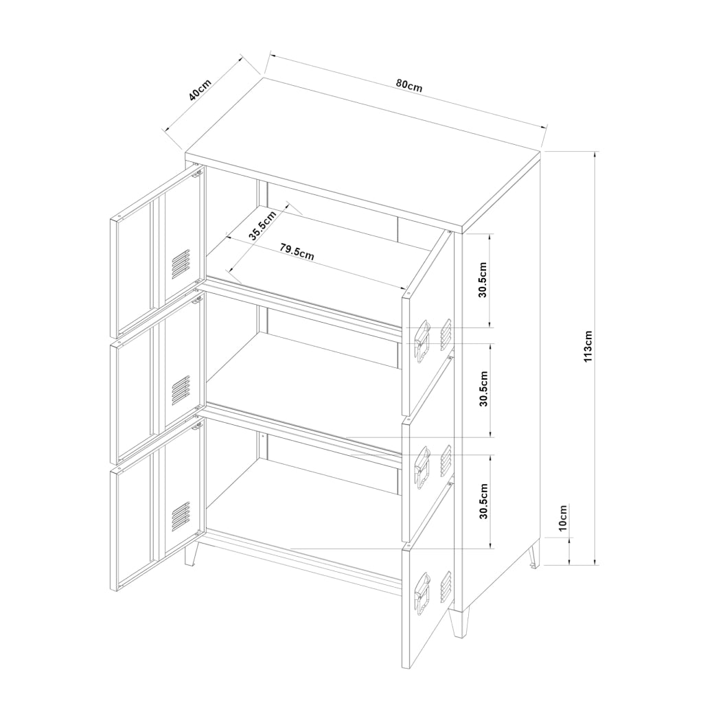 Armadio Hamina Mobile in Acciaio per Archivio 113 x 80 x 40 cm Bianco [en.casa]