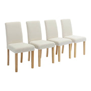 Set di 4 sedie a coste con gambe in legno, bianco