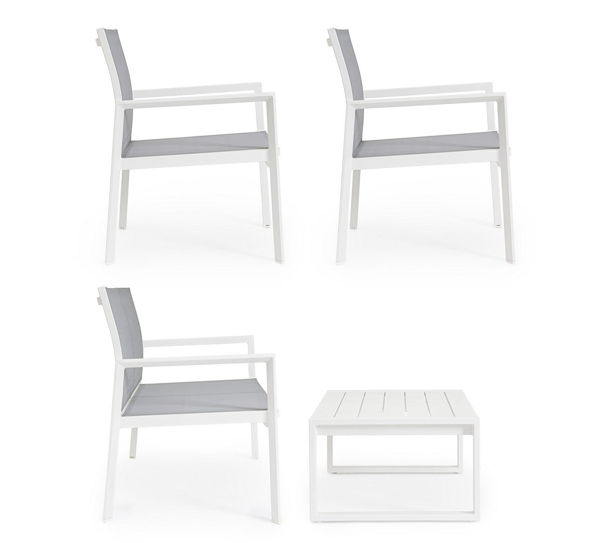 Set Tavolo e 3 Sedie da Giardino in Alluminio Kallen Bianco
